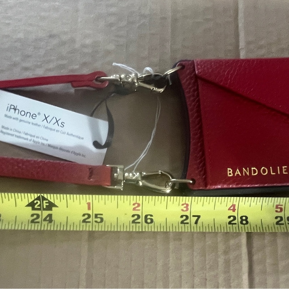 Bandolier Genuine Leather Crossbody  Phone Case for iPhone X/Xs Red - Picture 3 of 5